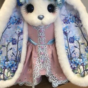 Floral Fantasy Bunny Doll with Pink Dress